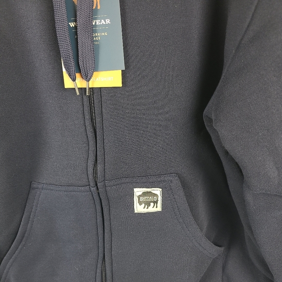 NEW Buffalo Outdoors Mens Sz Large Full Zip Sherpa Lined Hoodie Jacket Blue NWT - Picture 2 of 7